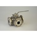 Chicago Valves And Controls 4", Flanged Stainless Steel Ball Valve 3-Way L-Port 176MTT6L1040